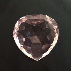 Crystal Glass Heart Shaped Clear Pink Paperweight Wedding Gift Home Office Decor